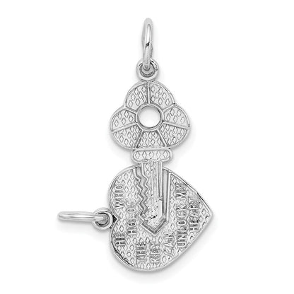 14K Weißgold Schlüssel- und Herz-Trennbar-Charm