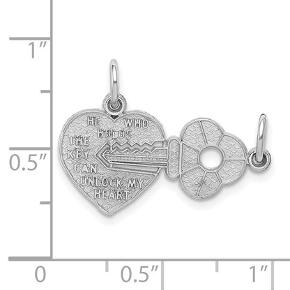 14K Weißgold Schlüssel- und Herz-Trennbar-Charm