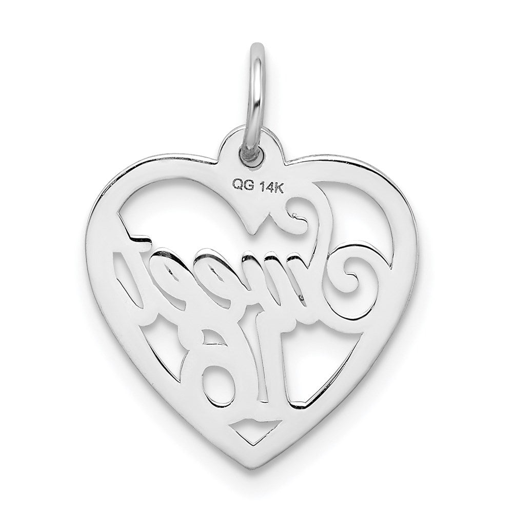 14K Weißgold Süß 16 Herz Charm