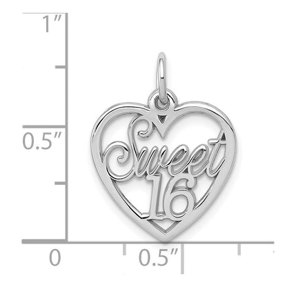 14K Weißgold Süß 16 Herz Charm