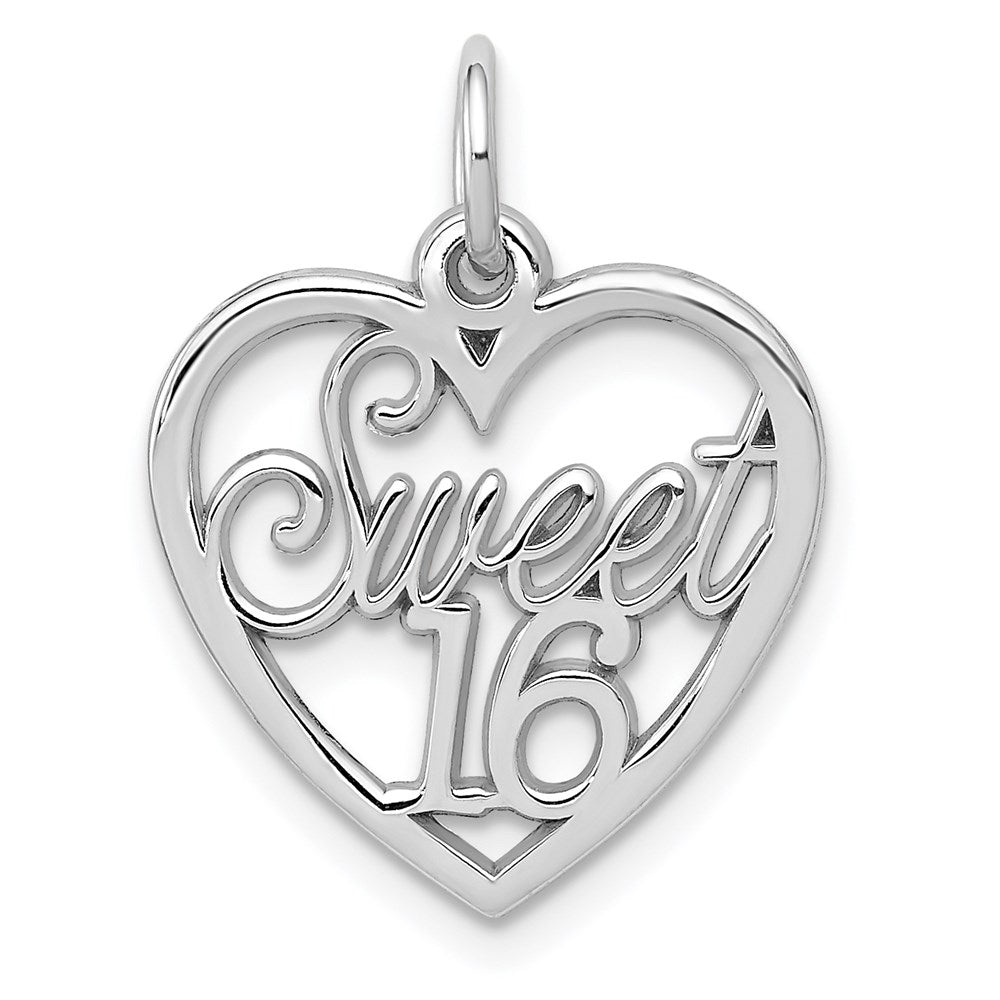 14K Weißgold Süß 16 Herz Charm