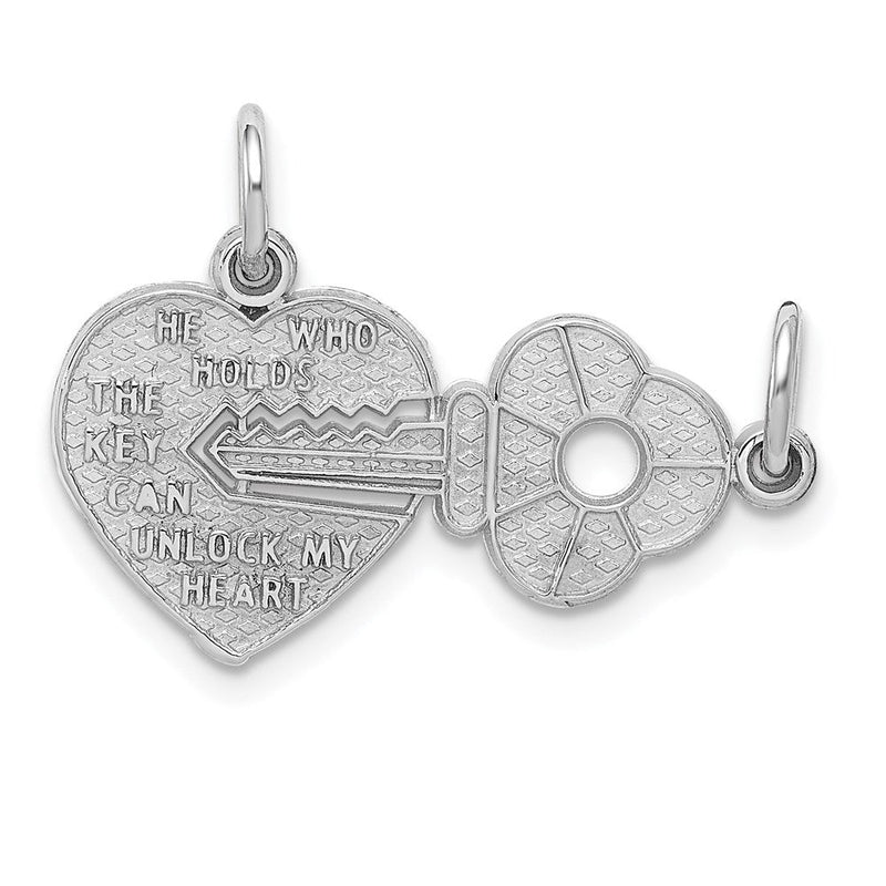 14K Weißgold Schlüssel- und Herz-Trennbar-Charm