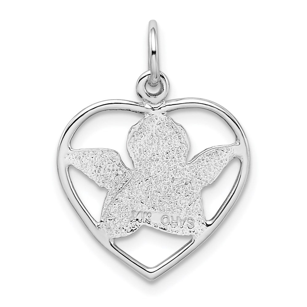 14K Weißgold Engel in Herz Charm
