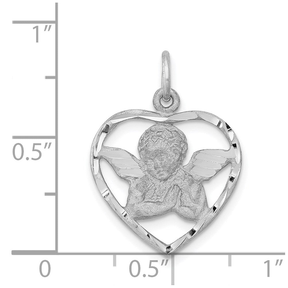 14K Weißgold Engel in Herz Charm