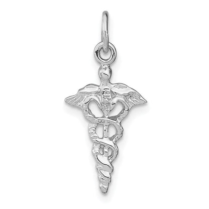 14K Weißgold 3-d Caduceus Charm