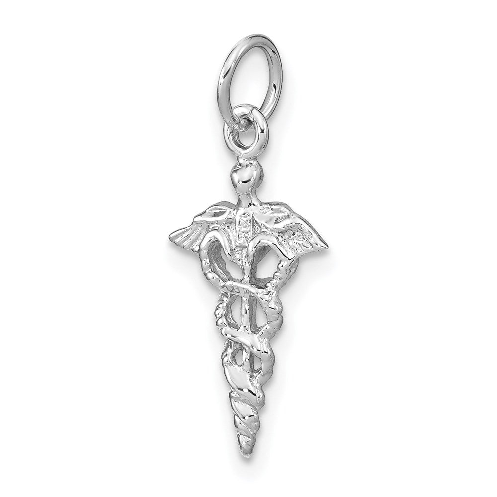 14K Weißgold 3-d Caduceus Charm