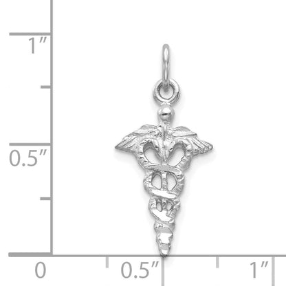 14K Weißgold 3-d Caduceus Charm