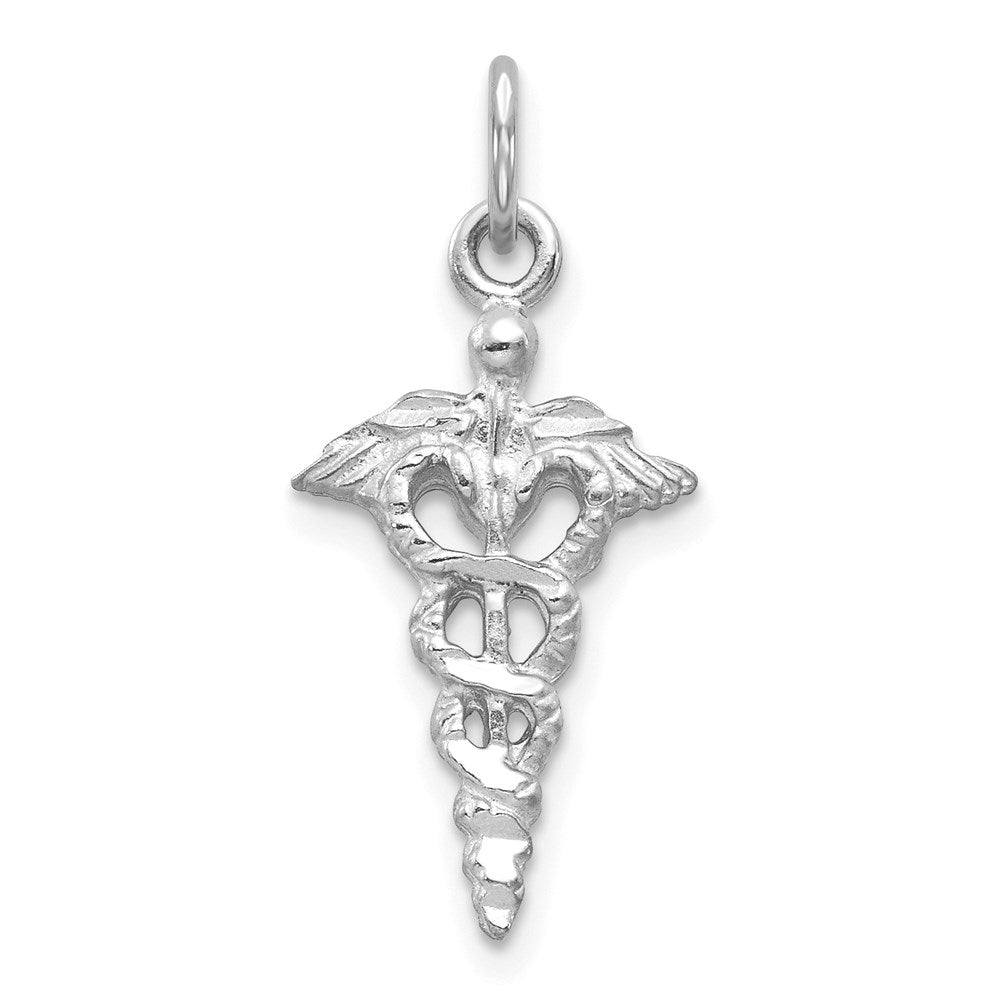 14K Weißgold 3-d Caduceus Charm