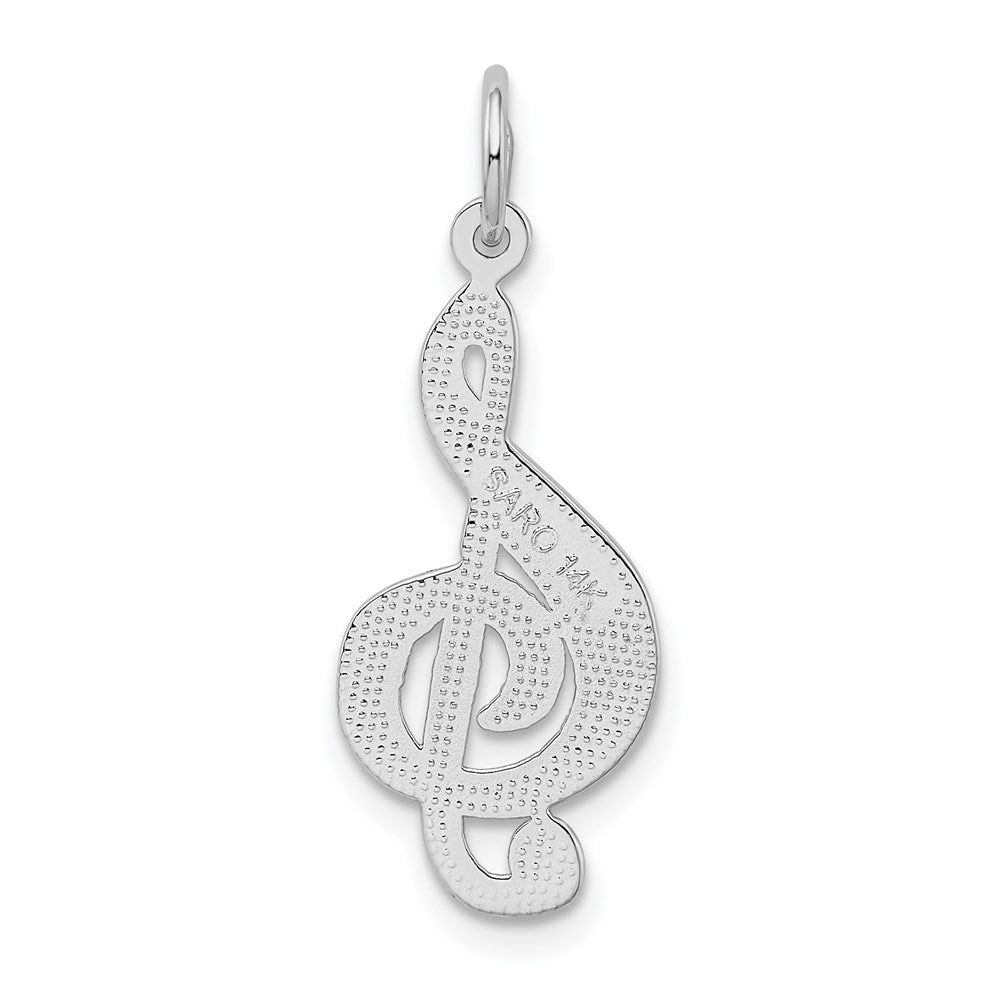 14K Weißgold Noten Schlüssel Charm