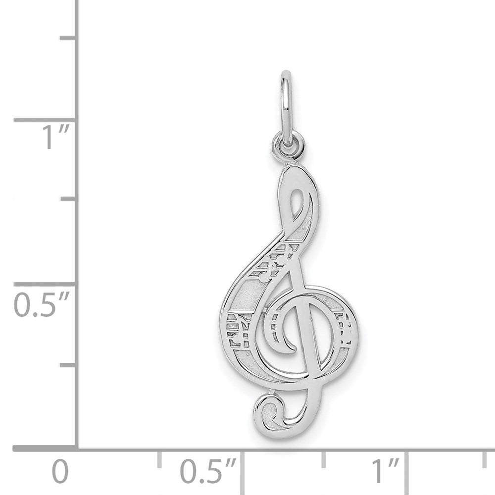 14K Weißgold Noten Schlüssel Charm
