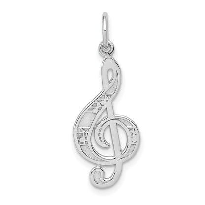 14K Weißgold Noten Schlüssel Charm