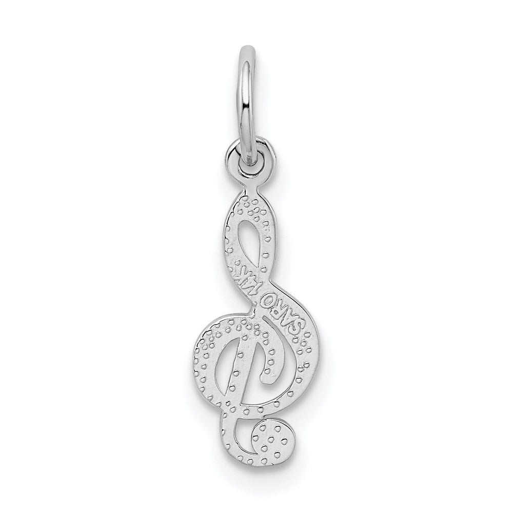 14K Weißgold Noten Schlüssel Charm