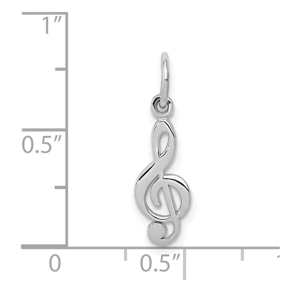 14K Weißgold Noten Schlüssel Charm