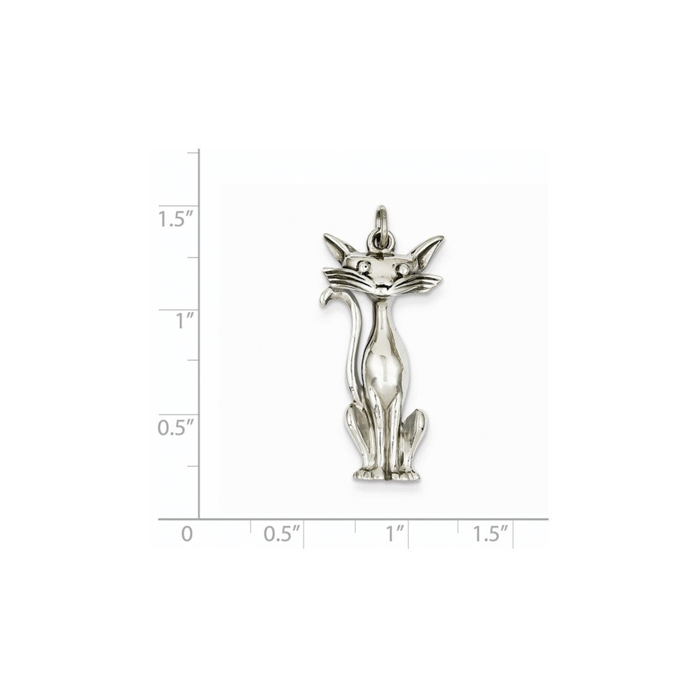 14K Weißgold Katzencharm