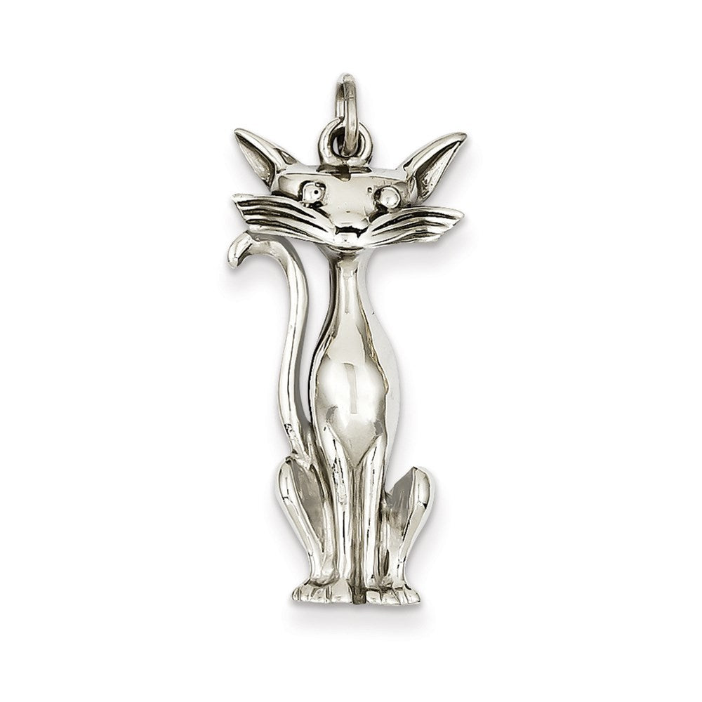 14K Weißgold Katzencharm