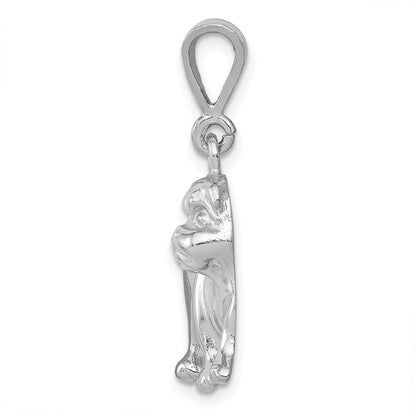 14K Weißgold Bulldogge-Anhänger