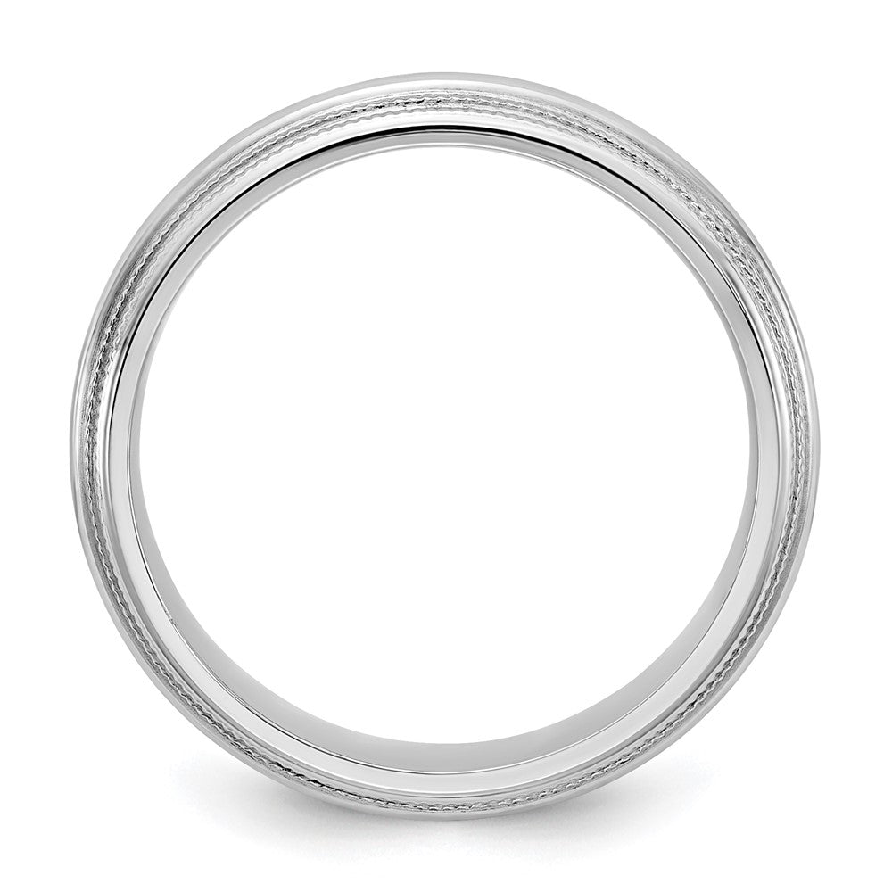 14K Weißgold 5 mm Ehering mit doppeltem Milgrain und Komfort-Passform