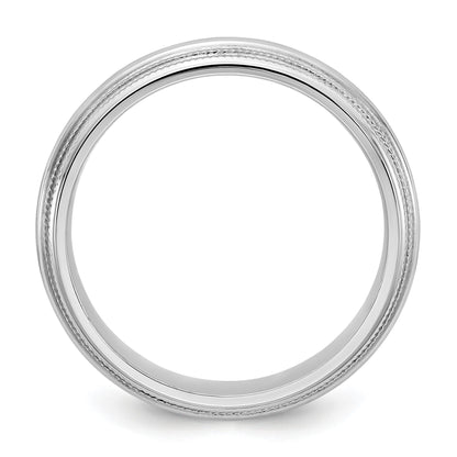 14K Weißgold 5 mm Ehering mit doppeltem Milgrain und Komfort-Passform