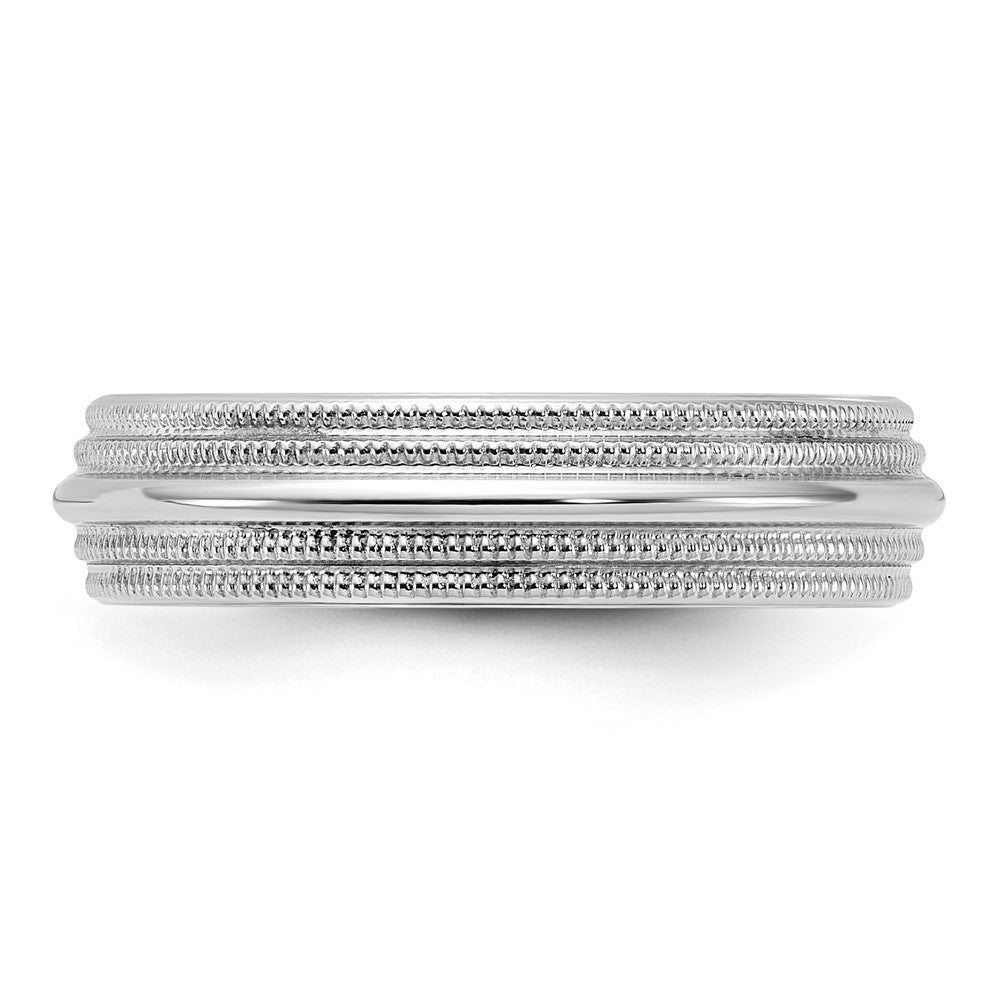 10K Weißgold 5 mm Ehering mit doppeltem Milgrain und Komfort-Passform