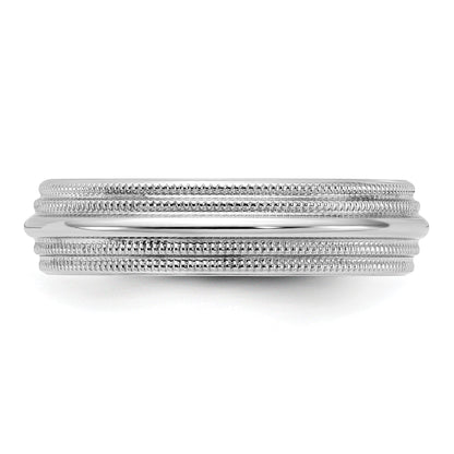 14K Weißgold 5 mm Ehering mit doppeltem Milgrain und Komfort-Passform