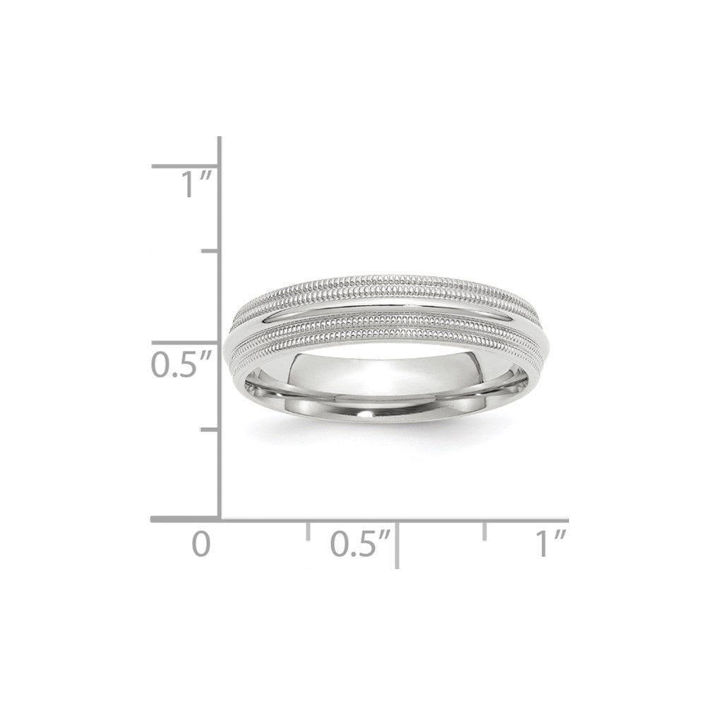 10K Weißgold 5 mm Ehering mit doppeltem Milgrain und Komfort-Passform
