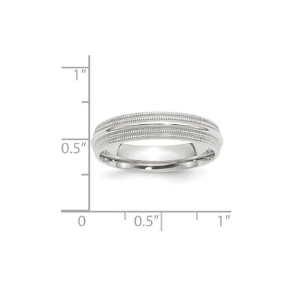 14K Weißgold 5 mm Ehering mit doppeltem Milgrain und Komfort-Passform