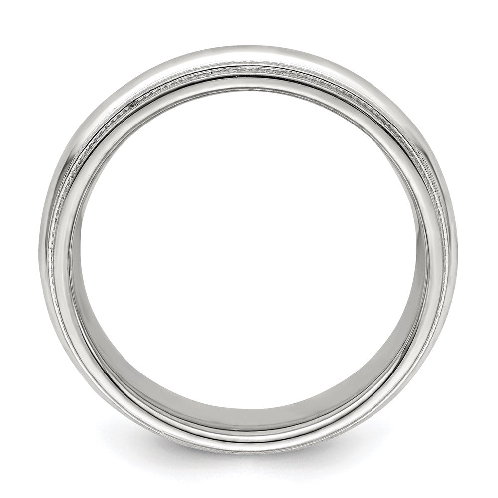 14K Weißgold 6 mm Ehering mit doppeltem Milgrain, Komfort-Passform
