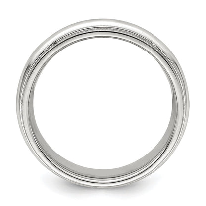 14K Weißgold 6 mm Ehering mit doppeltem Milgrain, Komfort-Passform
