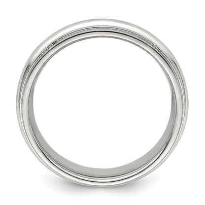 10K Weißgold 6 mm Ehering mit doppeltem Milgrain und Komfort-Passform