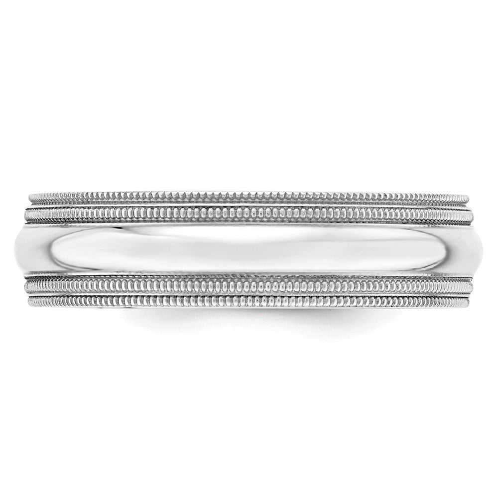 14K Weißgold 6 mm Ehering mit doppeltem Milgrain, Komfort-Passform