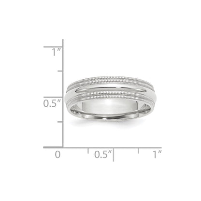 10K Weißgold 6 mm Ehering mit doppeltem Milgrain und Komfort-Passform