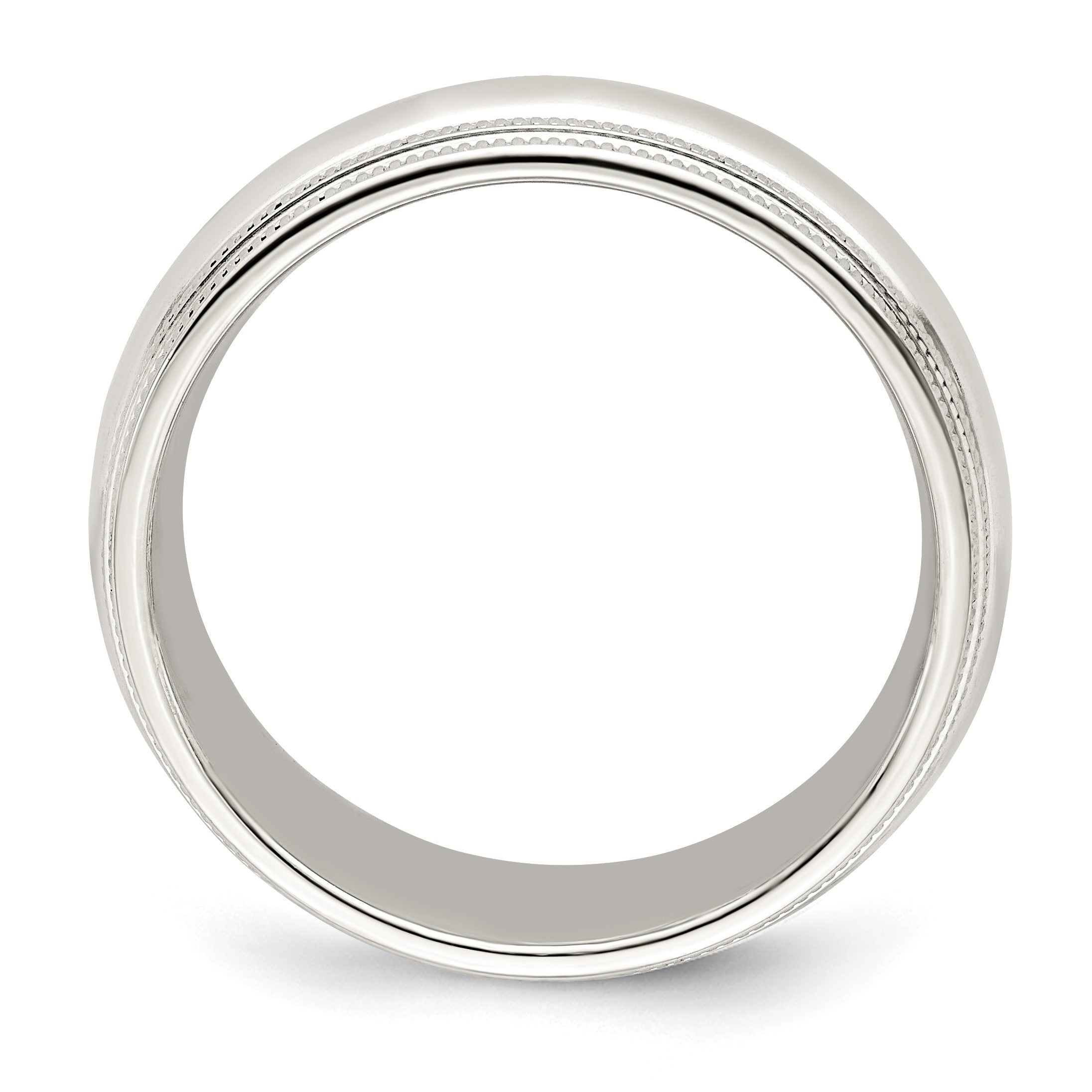 10k Weißgold 7 mm Ehering mit doppeltem Milgrain und Komfort-Passform