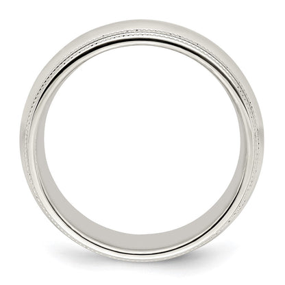 10K Weißgold 8 mm Ehering mit doppeltem Milgrain und Komfort-Passform