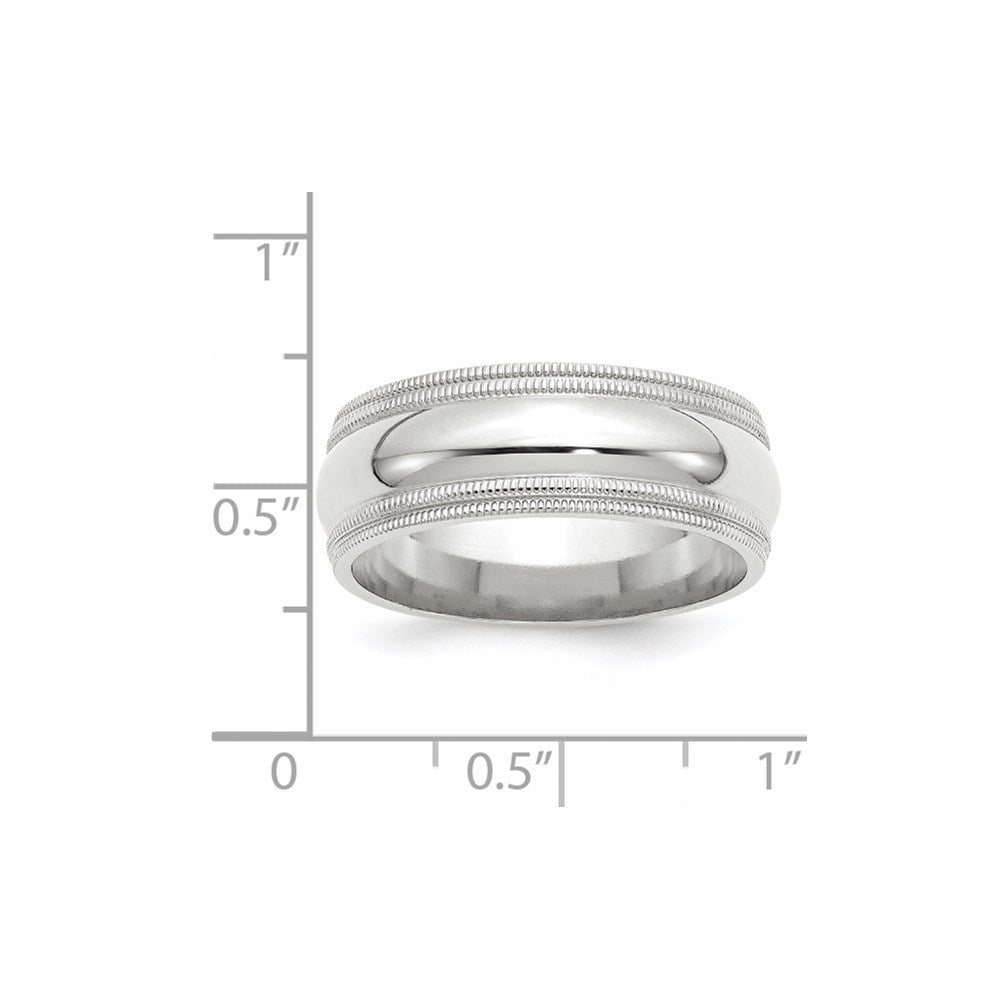 14K Weißgold 8mm Ehering mit doppeltem Milgrain und Komfortpassform