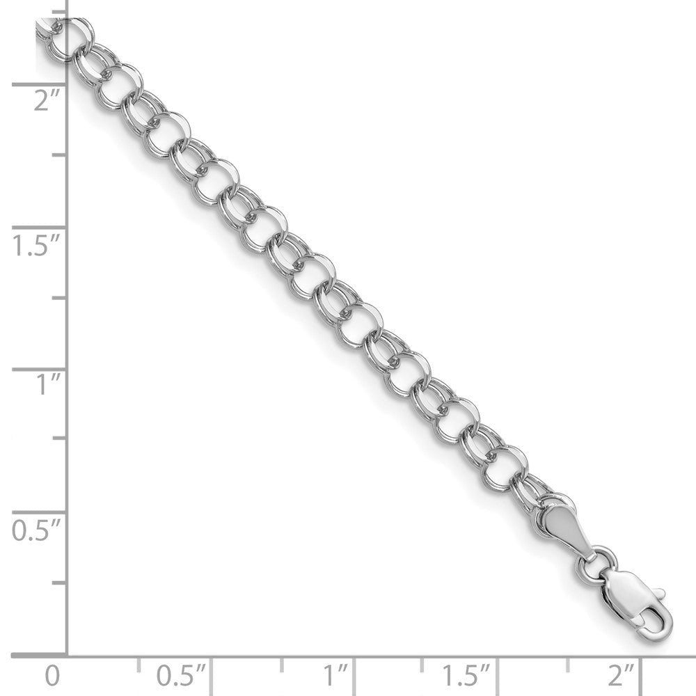 14K Weißgold 4mm Massiv Doppelt Glieder Charm Armband