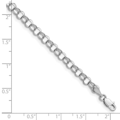 14K Weißgold 4mm Massiv Doppelt Glieder Charm Armband