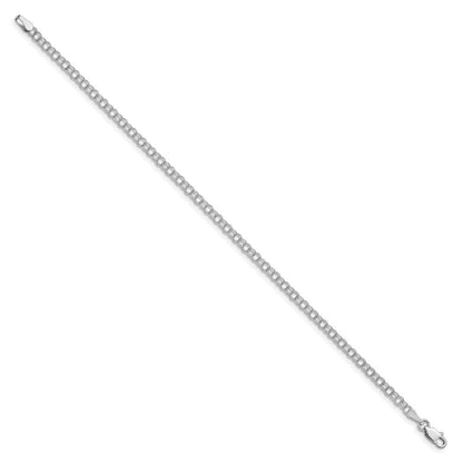 14K Weißgold 3mm Massiv Doppelt Glieder Charm Armband
