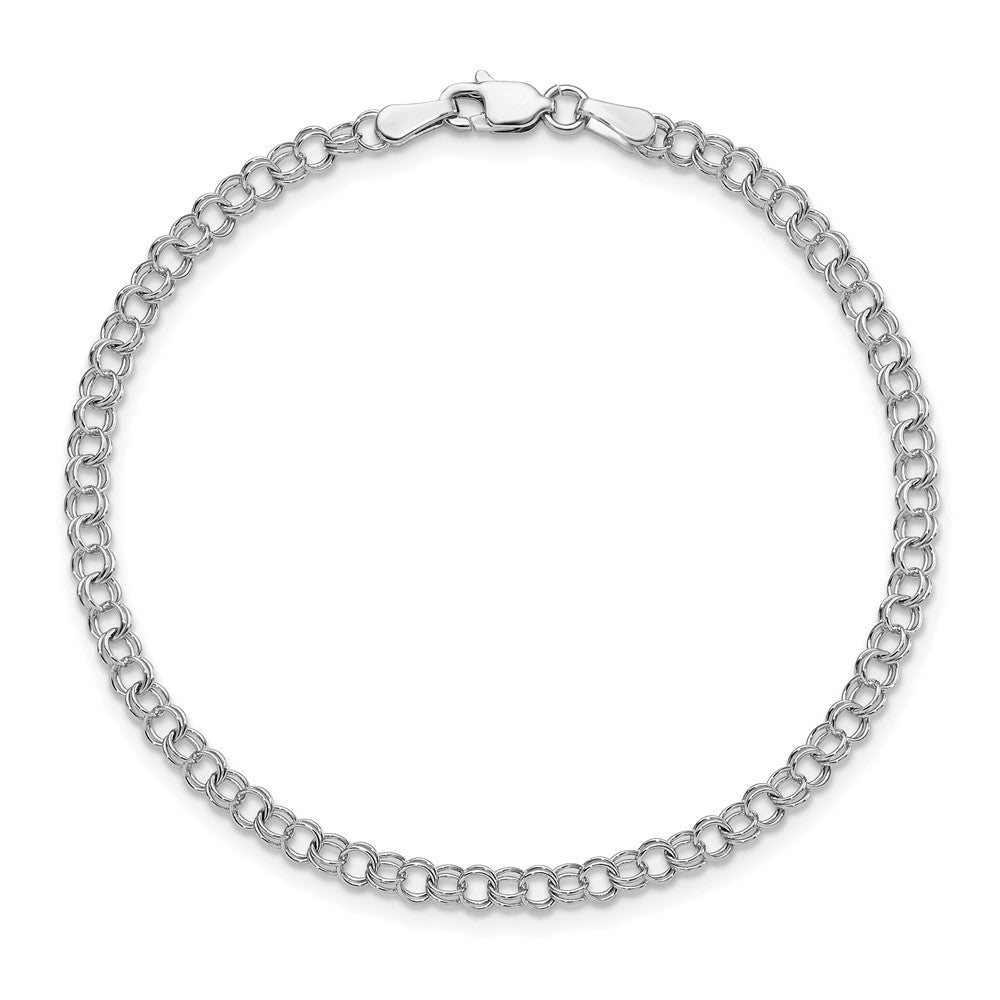 14K Weißgold 3.5mm Massiv Doppelt Glieder Charm Armband
