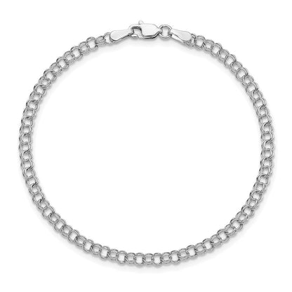 14K Weißgold 3.5mm Massiv Doppelt Glieder Charm Armband