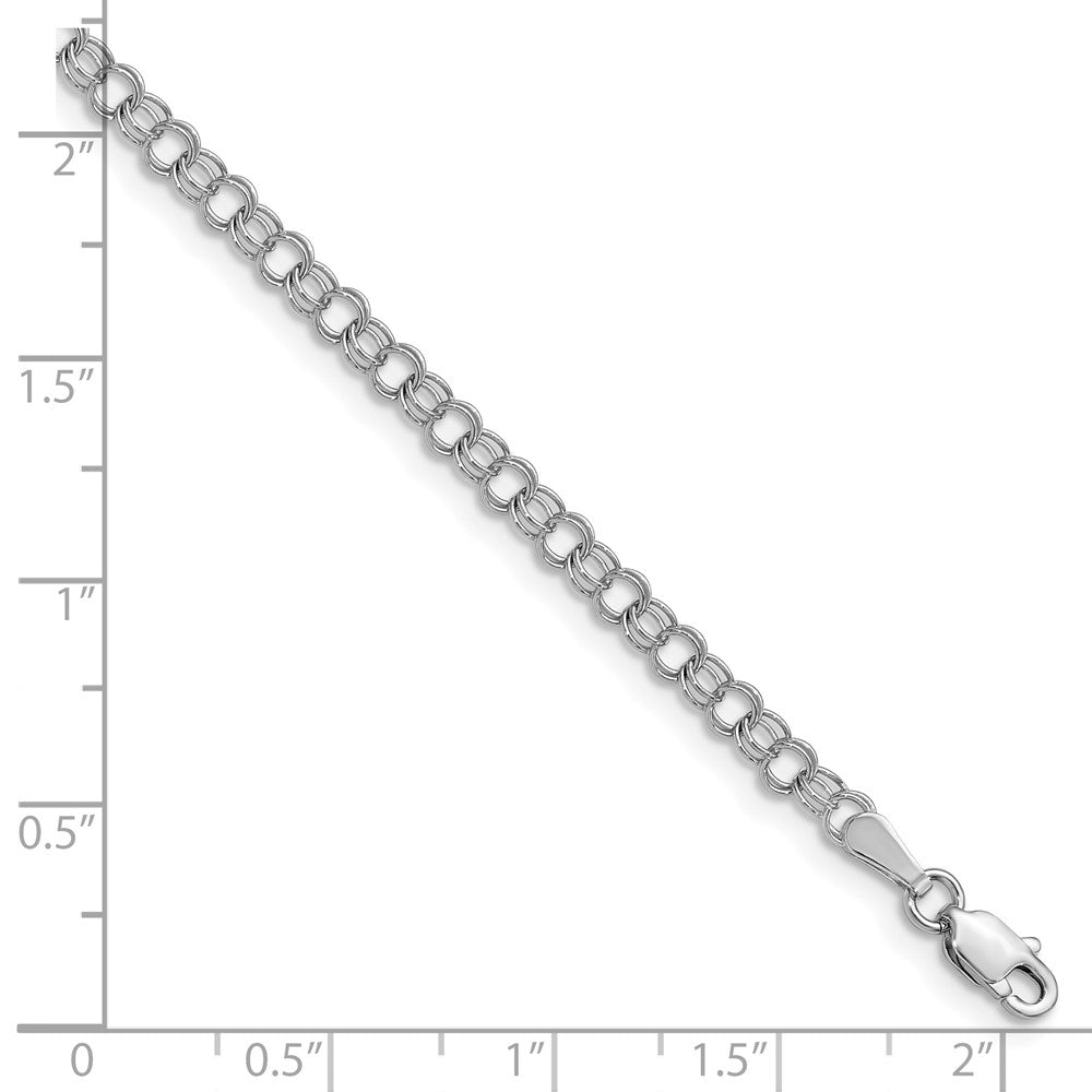 14K Weißgold 3.5mm Massiv Doppelt Glieder Charm Armband