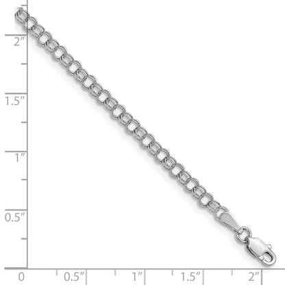 14K Weißgold 3.5mm Massiv Doppelt Glieder Charm Armband