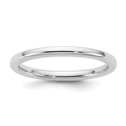14K Weißgold 2 mm Ehering mit europäischer Komfortpassform