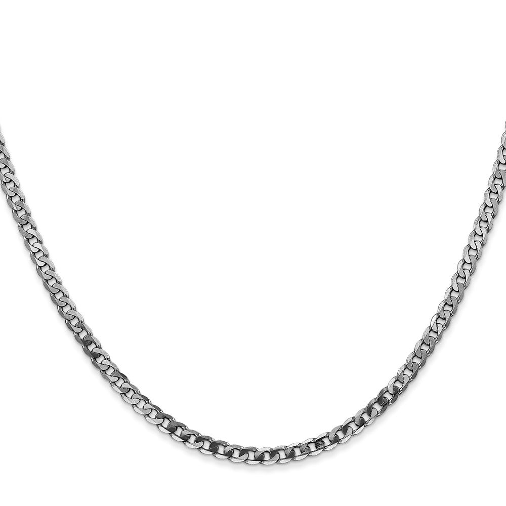 14K Weißgold 2.9mm Flach Abgeschrägt Panzer mit Karabinerverschluss Halskette