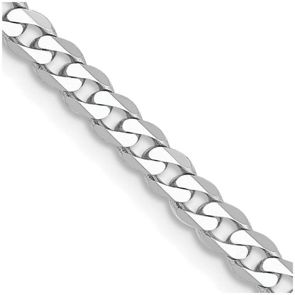 14K Weißgold 2.9mm Flach Abgeschrägt Panzer mit Karabinerverschluss Halskette