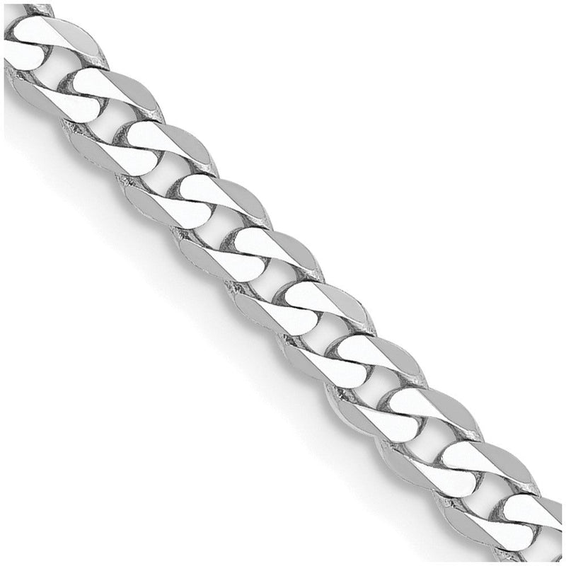 14K Weißgold 2.9mm Flach Abgeschrägt Panzer mit Karabinerverschluss Halskette