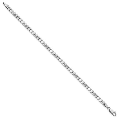 14K Weißgold 3.9mm Flach Abgeschrägt Panzer mit Karabinerverschluss Gliederarmband
