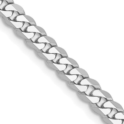 14K Weißgold 3.9mm Flach Abgeschrägt Panzer mit Karabinerverschluss Halskette