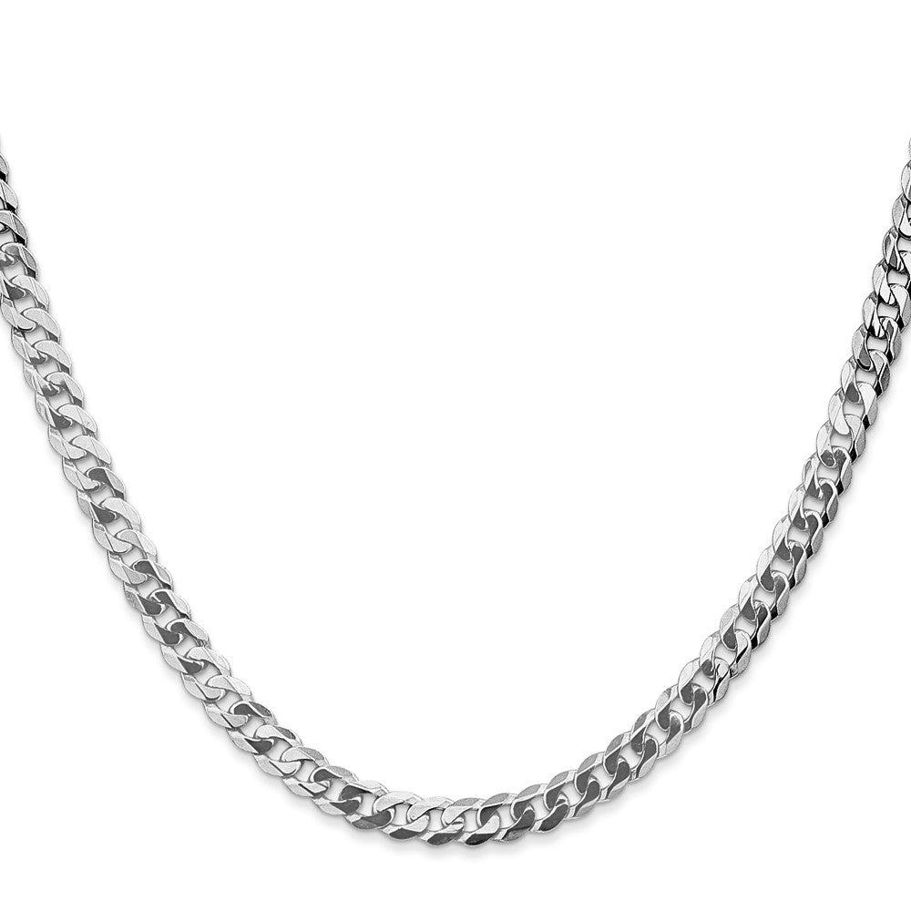 Massiv 14K Weißgold 4.75mm Flach Abgeschrägt Panzer mit Karabinerverschluss Halskette