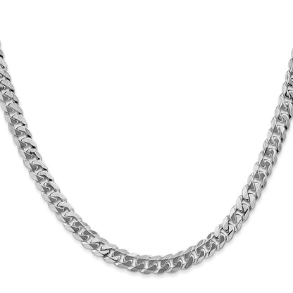 Massiv 14K Weißgold 5.75mm Flach Abgeschrägt Panzer mit Karabinerverschluss Halskette