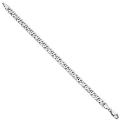 Massiv 14K Weißgold 5.75mm Flach Abgeschrägt Panzer mit Karabinerverschluss Gliederarmband